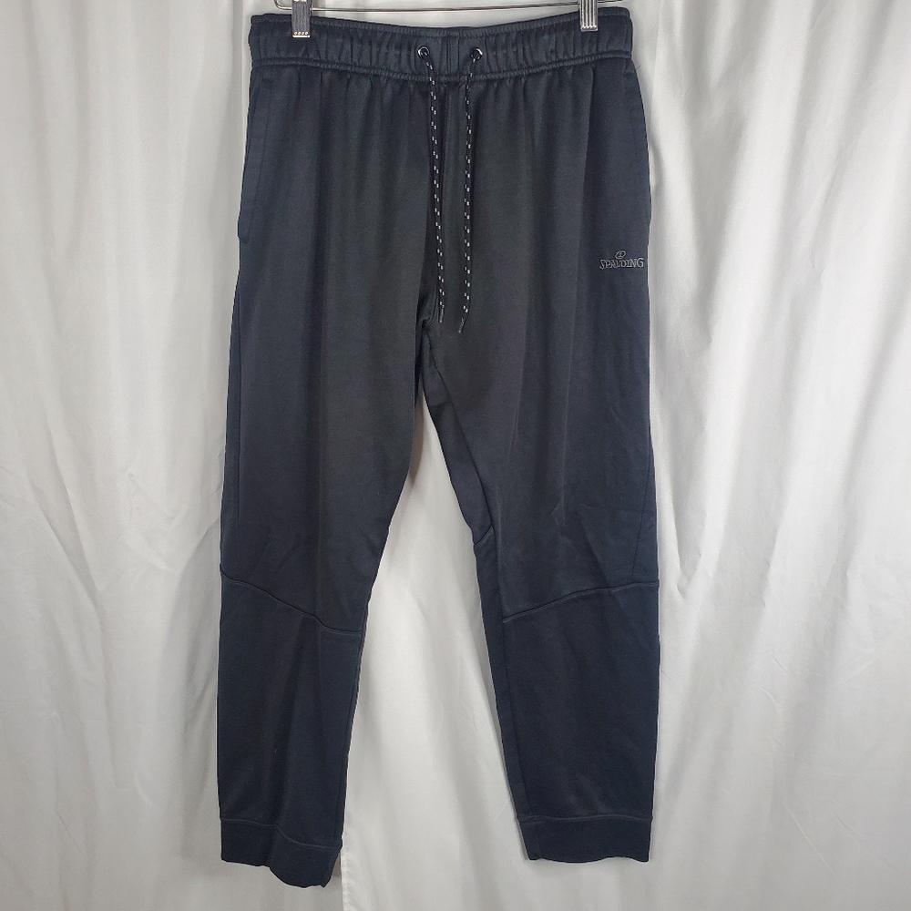 ♧ Spalding Black Elastic Waist Sweat Pant Joggers Black Size Large